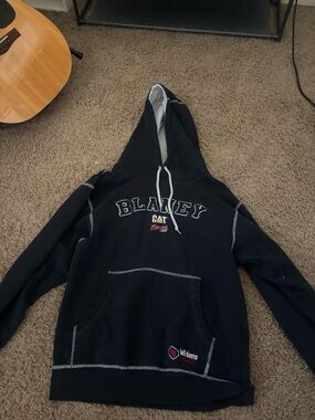 Vintage Dave Blaney NASCAR Caterpillar Hoodie Black Contrast Stitch Bill Davis